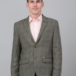 Men Checkered Single Breasted Formal Blazer-image-87