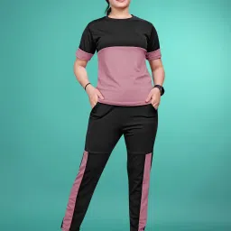 Women Top & Pyjama Set Black Colorblock-image-8
