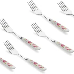 Stainless Steel 12 Small Forks Kitchen Cutlery Dinner Fruits Fork-Ceramic Handle Stainless Steel, Ceramic Fruit Fork Set-image-10