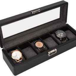 6 Slot Leather Watch Box Display Case Organizer Glass Jewelry Storage Watch Box-image-39