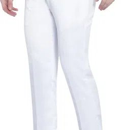 Men Slim Fit White Viscose Rayon Trousers-picture-12