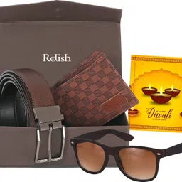 relish Diwali Gift Combo for Men, Brother, Father, Husband and Boyfriend, Wallet, Belt, Sunglasses with Wishing Card Paper Gift Box-picture-25