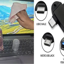 ANJO USB Keyboard-Wireless Mouse-Pad-3.0 USB Hub-Cleaner-OTG M & C Type 2 in 1 Combo Set image 4