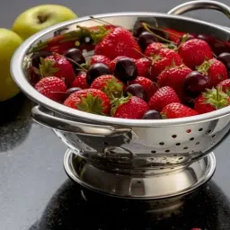 karfe STAINLESS STEEL COLANDER, STRAINER, SIEVES 18CM WITH PUDDING AND HANDLE CHANNI Colander image 3