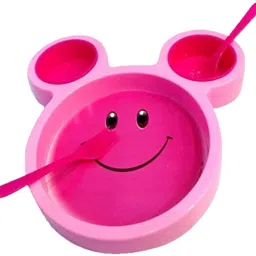 Birthday Return Gifts for Children Multicolor Cute Fancy micky Plates with Fork and Spoon for Girls / Boys - Pack of 1 Dinner Plate-15