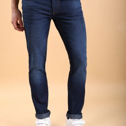 Men Regular Mid Rise Dark Blue Jeans-image-67