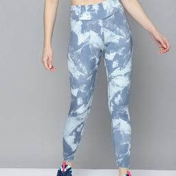 Reebok Women Grey & Blue Printed High waist MYT AOP Poly Tights-55