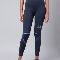 Alcis Women Navy Blue Solid Secure Fit Cropped Training Tights-image-91
