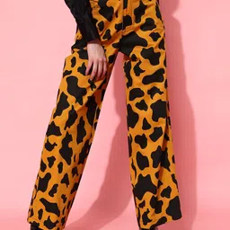 STREET 9 Women Stylish Mustard Animal Printed Trousers-image-22