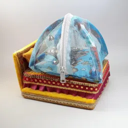 rdh enterprises Thakur ji Bed , Laddu Gopal Mosquito Net Bed usable 0 to 3 no Silk All Purpose Chowki image 2