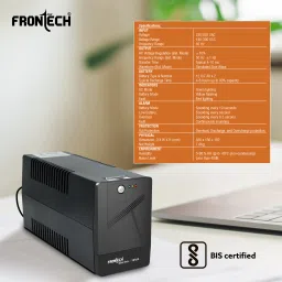 Frontech FT-2566 Static Converter 1KVA/600W Output |12V -7 AH x 2 Lead-Acid Batteries 2566 220 V Line-interactive Rack-mount Model UPS with Overload Protection 3 Outlet Plugs image 5