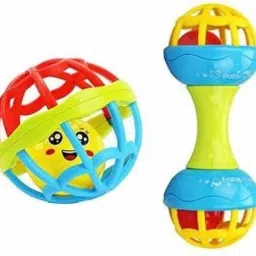 Dumbbell BPA-free and Non Toxic Rattle Toys for Babies (Multicolour) - Pack of 2 Rattle-23