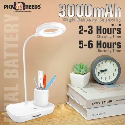 pick ur needs Rechargeable LED Desk Table Lamp Torch ON/ OFF With Pen Stand Night Desk Light Study Lamp image 2