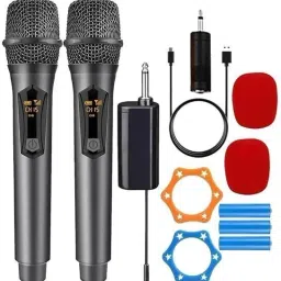 Dual UHF Wireless Microphones with Rechargeable Receiver for Weddings ETC. Microphone-28