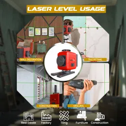 ibell IBL LL5-16, 16-Line Green Beam Self-Leveling Laser Level, 25m, ±1mm Accuracy, 8 Horizontal & 8 Vertical Lines,Class II,Pulse Mode,Tripod Compatible, 2 Batteries Magnetic Engineer's Precision Level image 4