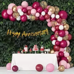 Solid Anniversary Decoration kit Combo - 63 Pcs for Anniversary Decor Balloon-15