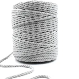 3Ply/Twisted Macrame (4mm,100Mtr.) Cotton Cord/Dori Thread for Macrame Grey-image-30