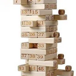 ap int 51 Pcs Blocks 4 Dices Wooden Tumbling Stacking Jenga Building Tower Game image 2