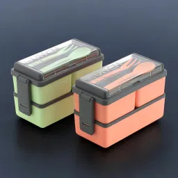 Combo Of 2 Lunch Box With Spoon & Fork 3 Containers Lunch Box-10