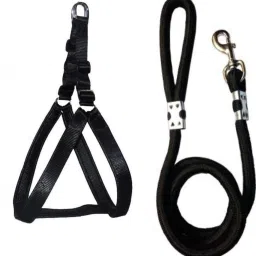 GOOD QUALITY BLACK BODY CROSS BELT WITH COMFORTABLE DOG LEAD Dog Collar & Leash-image-21