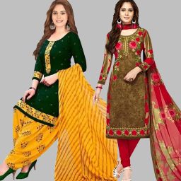 Unstitched Crepe Salwar Suit Material Printed-image-13