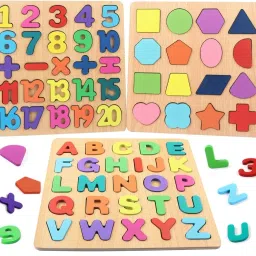 Wooden Puzzle - alphabet, number and shape puzzle-33