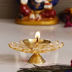 Bowl Shape Crystal Tea Light Holder - Large Crystal Table Diya-image-43