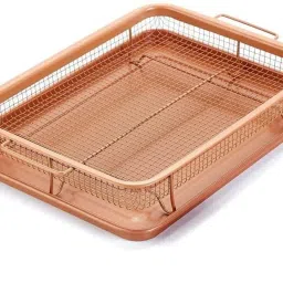 Kitchen Deep-Fried Food Drain Basin Rectangle Crispy Tray Filter Copper Fruit & Vegetable Basket-image-6