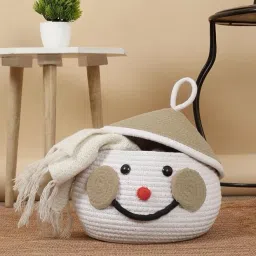 Cotton, Jute Cute Santa Handmade Jute Cotton Thread Rope Basket Storage Basket-image-95