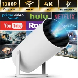 Punnkk HY300 Pro, 4K HD Wifi6 BT5, Android12, 180Degree Rotation Auto Keystone 1GB/16GB (4500 lm / 1 Speaker / Wireless / Remote Controller) Portable Projector image 4