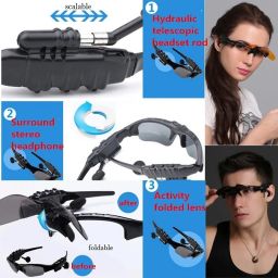 Alchiko New Clear 3D Sound Foldable Adjustable Headphone Wireless Music Bluetooth Sunglass With Features Built-in Microphone Easily Connects With All Smartphones image 4