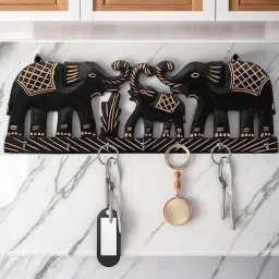 MDF Elephant Key Holder for holdings Keys with 8 hooks Wood Key Holder-image-50