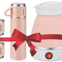 Silicon Electric Kettle 600ML AND Vaccum Flask Set (500ML) With 3 coffee Mug Electric Kettle-image-10
