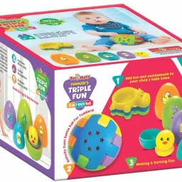 Tripple Fun - 3 in 1 Gift Set with Bath Toys, Rattling Ball And Nesting Eggs-8