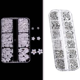 6-Grid Flower & Beads + 12-Grid Multi-Size Rhinestone Set-image-82