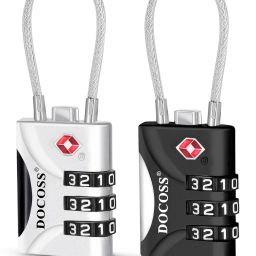 Set Of 2-Metal TSA Cable Lock for Luggage,Number Lock For Bag,Small locks Cable Lock-image-0