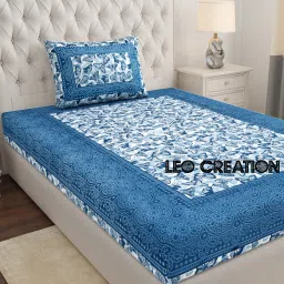 144 TC Cotton Single Jaipuri Prints Flat Bedsheet-17