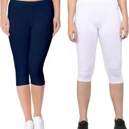 Women White, Blue Capri-image-1