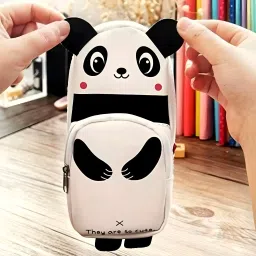 Amazing Digital Panda Shape Pencil Pouch/Box 2 Zipper Pockets Super Quality Art Artificial Leather Pencil Box-0