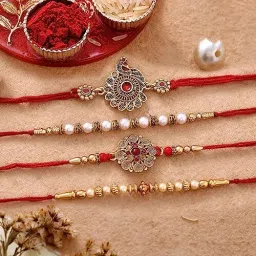Designer RAKHIS218 Pearl Chawal Roli Pack, Rakhi, Greeting Card Set-image-28
