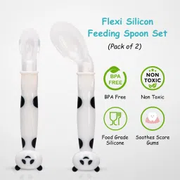 adore ACE- The Flexi Silicon Feeding Spoon Set- Pack of 2, Food Grade- PP, Silicon image 2