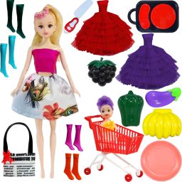 CuteFace Doll Set With Baby Doll, Stroller & Mini Kitchen And Dolls Accessories-7