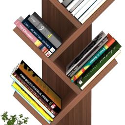 bvm Caliper Engineered Wood 5-Tier Floor Standing Tree Bookcase Solid Wood Open Book Shelf image 3
