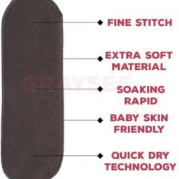 aldeco Washable & Waterproof Nappy 5+5 Inserts Combo Size Adjustable For 0-30 Months. image 2