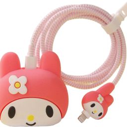 Micvir Charger Cover for iPhone 18W-20W Charger, 3D Cartoon Design Melody Pink, Spiral Cable Protector-image-84