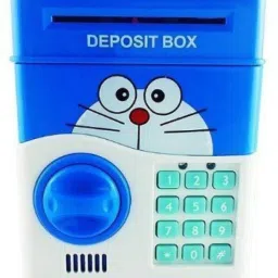 Doraemon Money Safe Bank ATM Electronic Piggy Bank with changeable Password Lock Digital Savings Safe for Coins and Notes Coin Bank (Blue) Coin Bank (Blue) Coin Bank-image-73