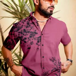 Men Regular Fit Floral Print Slim Collar Casual Shirt-image-11