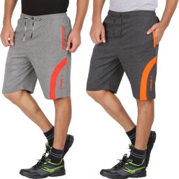 Pack of 2 Solid Men Grey, Grey Sports Shorts-image-88