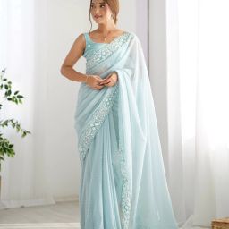 Embroidered Bollywood Georgette Saree-image-7
