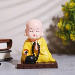 Solar Powered Gautam Buddha Statue with Moving Head and Hand for decor Decorative Showpiece - 10 cm-4